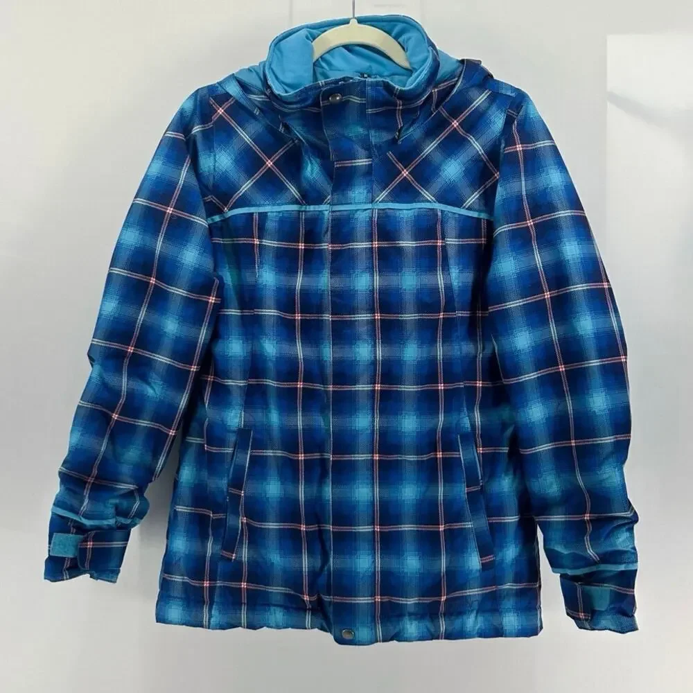 Burton Girl’s Elodie Snowboard Jacket Insulated Waterproof Blue Plaid X-Large